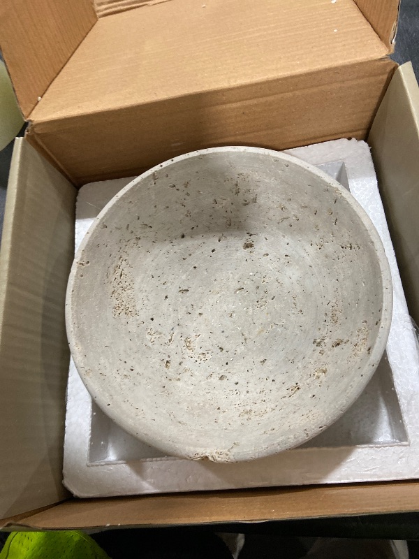 Photo 1 of Gusto Nostro 8" Decorative Travertine Bowl for Coffee Table - Elegant Centerpiece, Aesthetic Fruit Bowl for Kitchen Counter - Heavy Stone Entryway Catch all, Jewelry, Potpourri - Travertine Decor