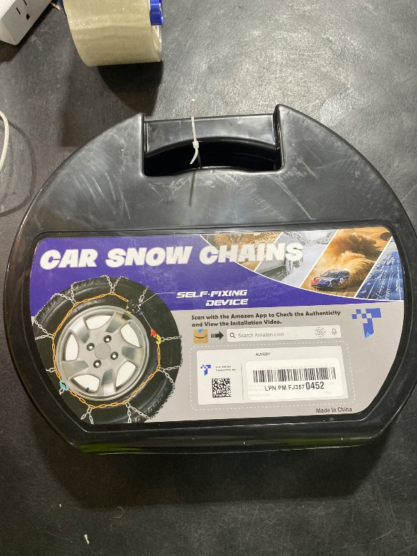 Photo 1 of Snow-Chains Auto Fixing 1 Min Quick Fit Easy Installation Tire-Chains, Portable Reusable Universal Emergency Tire Traction Chain for Passenger Car, Pickup Trucks and SUV - Set of 2 (HKN-120)
