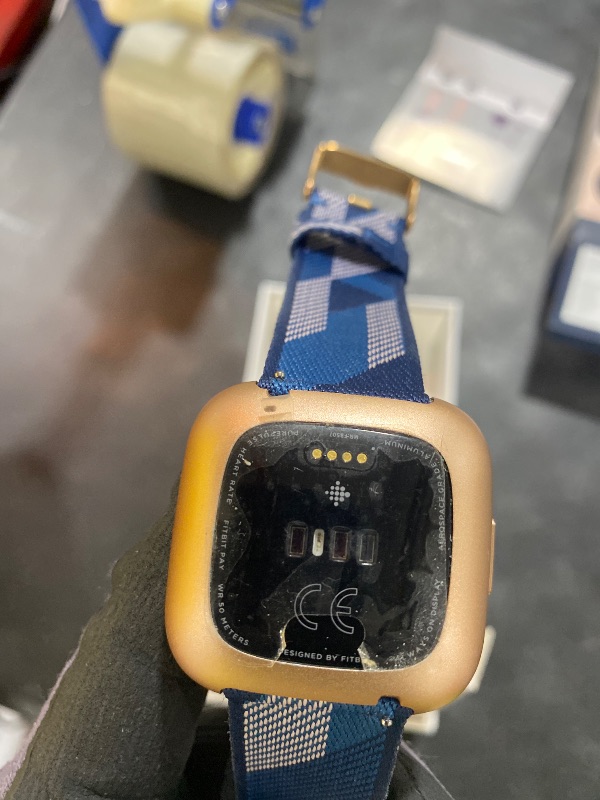 Photo 1 of Fitbit Versa 2 Special Edition Health and Fitness Smart Watch with Heart Rate, Music, Alexa Built-In, Sleep and Swim Tracking, Navy and Pink Woven/Copper Rose, One Size (S and L Bands Included), 2.3