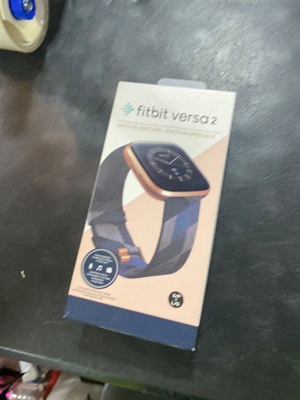 Photo 1 of Fitbit Versa 2 Special Edition Health and Fitness Smart Watch with Heart Rate, Music, Alexa Built-In, Sleep and Swim Tracking, Navy and Pink Woven/Copper Rose, One Size (S and L Bands Included), 2.3