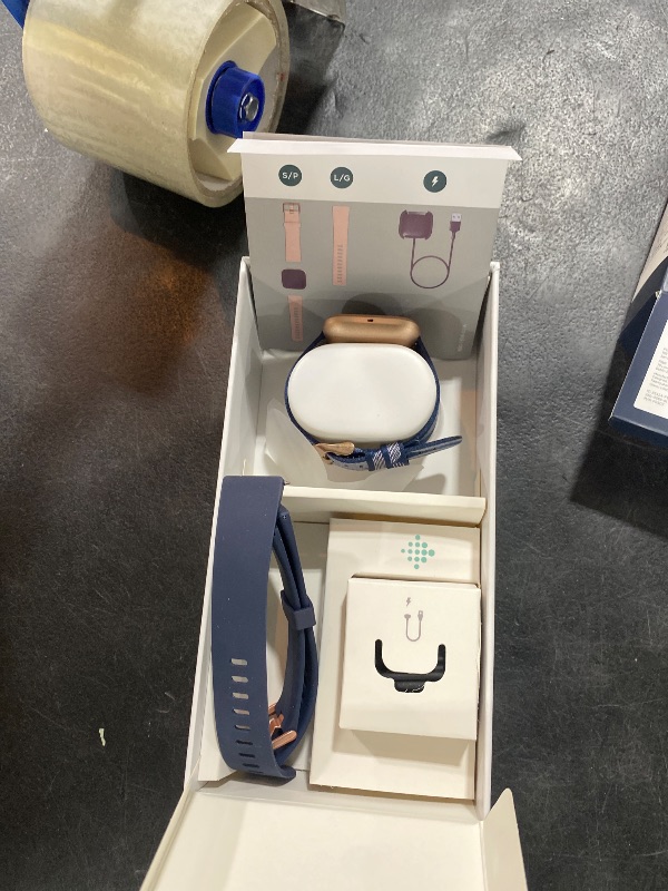 Photo 1 of Fitbit Versa 2 Special Edition Health and Fitness Smart Watch with Heart Rate, Music, Alexa Built-In, Sleep and Swim Tracking, Navy and Pink Woven/Copper Rose, One Size (S and L Bands Included), 2.3