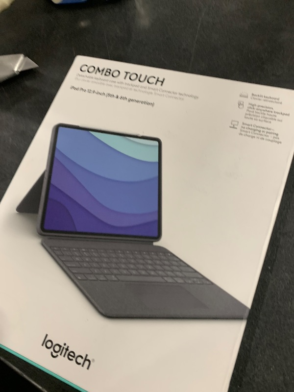Photo 1 of Logitech Combo Touch iPad Pro 12.9-inch (5th, 6th gen - 2021, 2022) Keyboard Case - Detachable Backlit Keyboard with Kickstand, Click-Anywhere Trackpad, Smart Connector - Oxford Gray; USA Layout