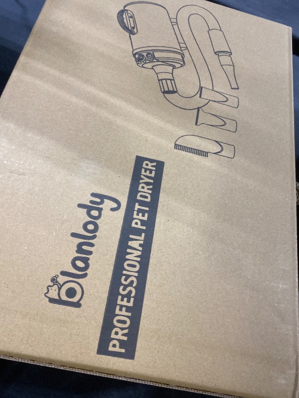 Photo 1 of High Velocity Dog Hair Dryer 5.2HP/ 3800W Professional Dogs Blower Grooming Dryer, Adjustable Temperature and Speed Pet Dryers with 4 Nozzles and a Comb, Black