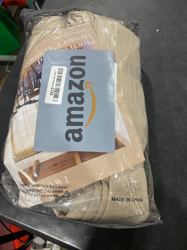 Photo 1 of 102 Inch Long Curtains Pinch Pleat Linen Curtains for Living Room Bedroom 2 Panels Tan Brown Burlywood Taupe Light Filtering Privacy 102 Inch Pleated Drapes Hooks Rings Back Tab for Sliding Door