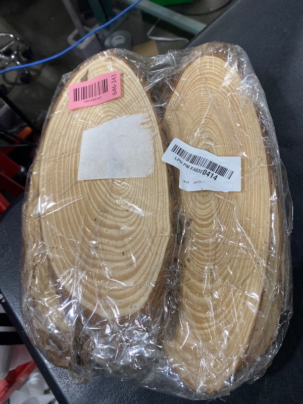 Photo 1 of 10 PCS Oval Wood Slices, Length 12 Inch and Width 3.9-4.7 Inch Craft Wooden Slices, Unfinished Wood Slices for DIY Wedding