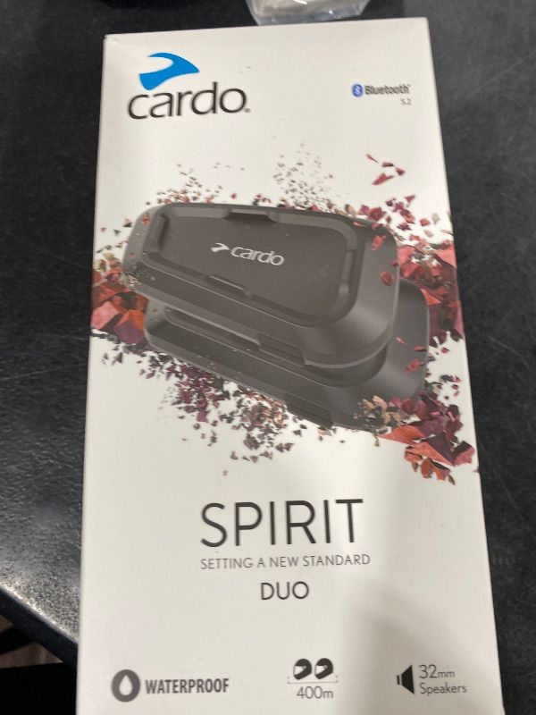 Photo 1 of Cardo Systems Spirit Motorcycle Bluetooth Communication Headset - Black, Dual Pack