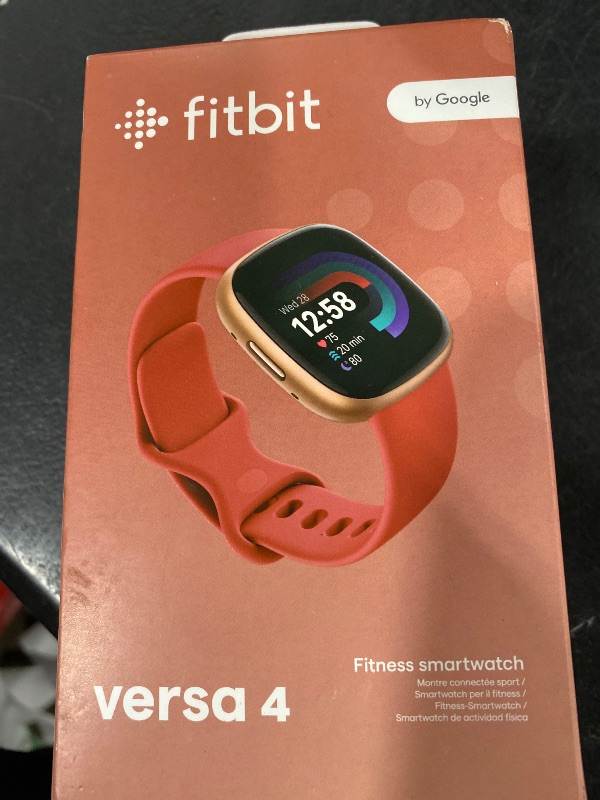 Photo 1 of Fitbit Versa 4 Fitness Smartwatch with Daily Readiness, GPS, 24/7 Heart Rate, 40+ Exercise Modes, Sleep Tracking and more, Pink Sand/Copper Rose, One Size (S & L Bands Included)