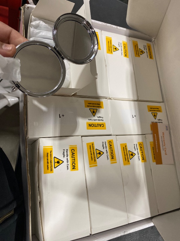 Photo 1 of Getinbulk Compact Mirror Bulk, Set of 100 Double-Sided 1X/2X Magnifying Metal Pocket Makeup Mirrors(Round, Silver)