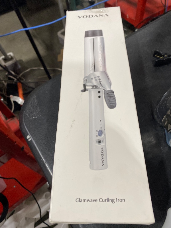 Photo 1 of VODANA Professional GlamWave Ceramic Curling Iron, Long-Lasting Natural Curls, Instant Heat, Hair Curler, Curling Wand, Available in USA (1.6 inch, White)