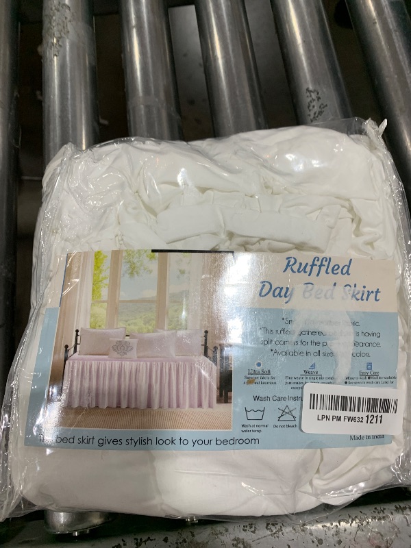 Photo 1 of Twin Daybed Skirt 12 Inch Drop, Dust Ruffle Bed Skirts for Daybeds, Split Corners with Three Side Coverage (White)
