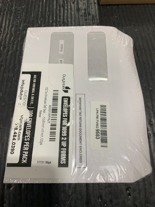 Photo 1 of 100 Tax 1099 Envelopes Self-Seal For 1099 MISC, 1099-R & DIV - INT, 1095, 1098, Double-Window Security tinded, For Quickbooks or Tax Software - 5 5/8 Inch x 9 Inch, 100 Envelopes