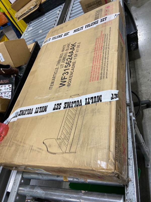 Photo 1 of Merax Twin Size Upholstered Platform Bed with Wood Supporting Feet and Twin Size Trundle, White