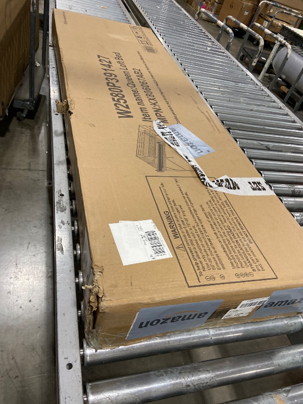 Photo 1 of KEIKI Queen Size Metal Loft Bed Frame with Grid & Staircase & Built-in Storage Shelves & Wardrobe, Loft Bed with Solid Slats & Guardrail, No Box Spring Required, Easy Assembly, for Bedroom, Black