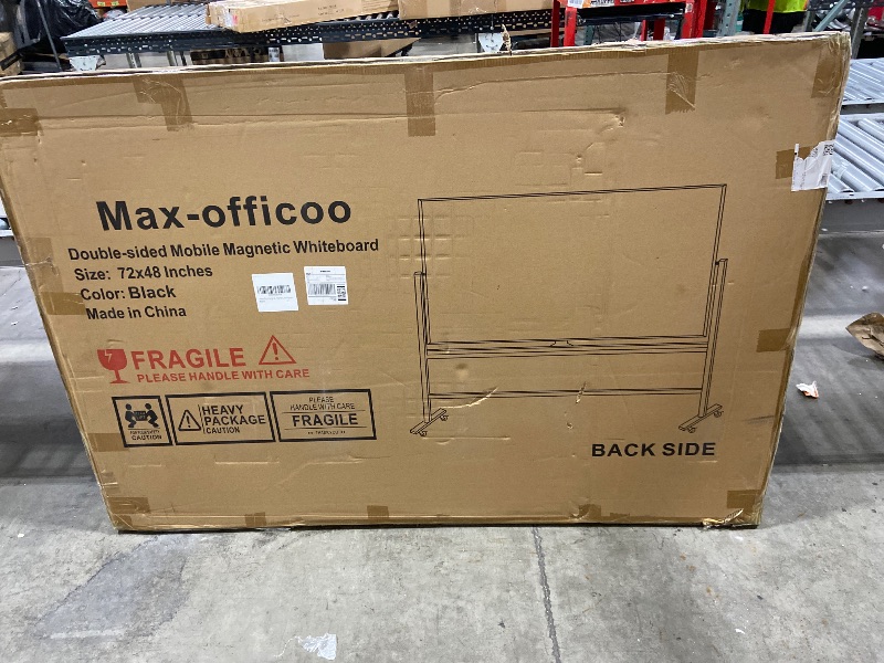 Photo 1 of Max-officoo Large Dry Erase White Board with Rolling Stand 72"x48" Double-Sided Mobile Magnetic Whiteboard on Wheels, Including 3 Magnetic Erasers, 7 Markers, 30 Magnets