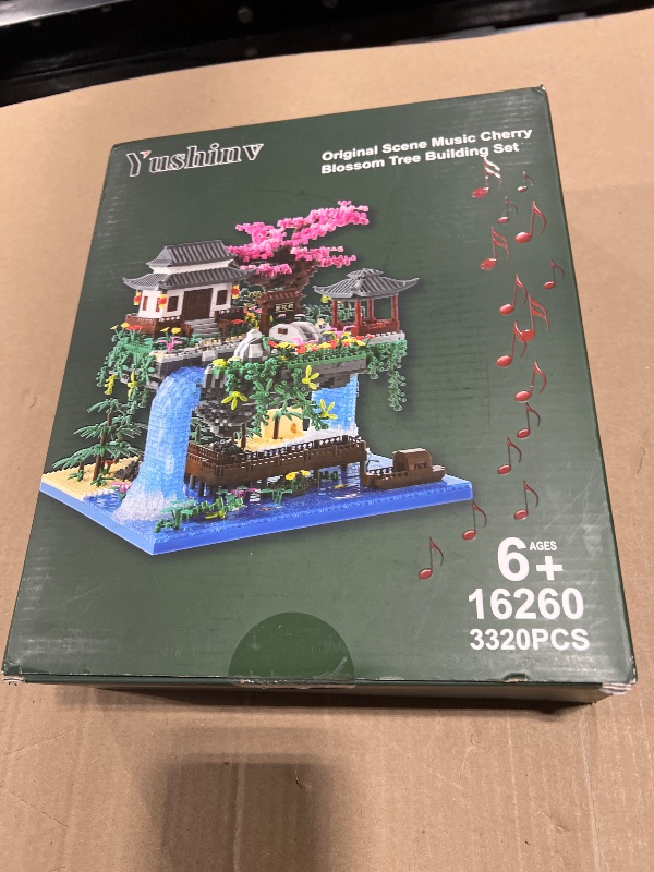Photo 1 of Yushinv Cherry Blossom Tree Building Set with Gift Box, Original Music Cherry Blossom Tree House(Type :Symphony), Japanese Sakura Tree House Lights Building Kit3320 Pcs, Cherry Bonsai Building Set.