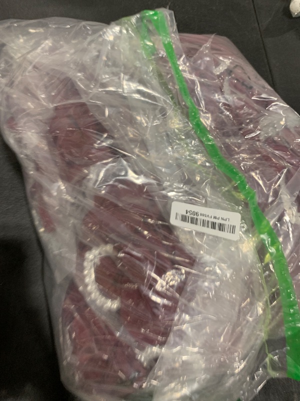 Photo 1 of Howhic Pack of 120 Spandex Chair Sashes Bows Stretch Chair Cover Band with Buckle Slider Universal Elastic Chair Ties for Wedding Banquet Party Event Decoration (Burgundy)