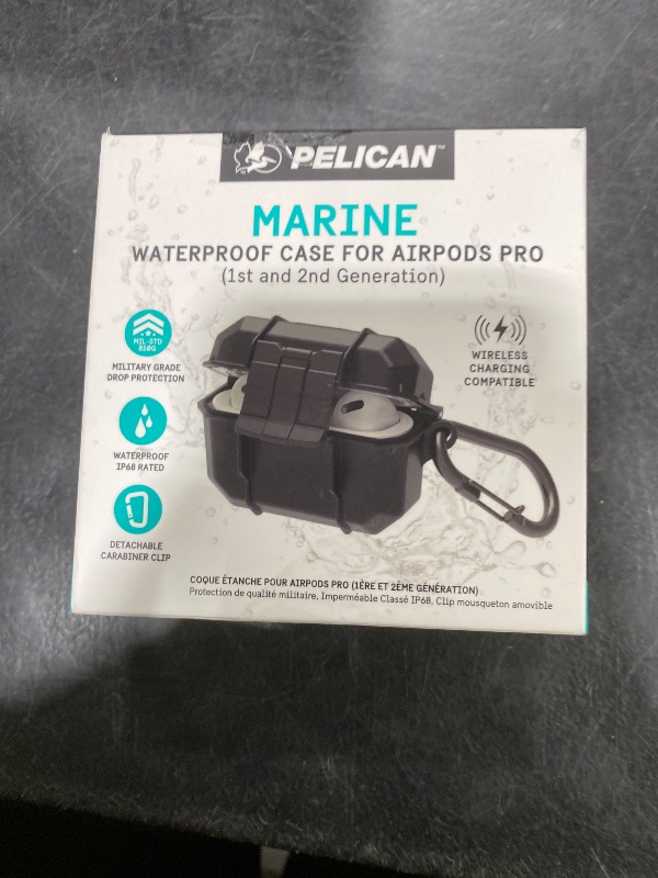 Photo 1 of Pelican Marine Series - AirPods Pro 2 / AirPods Pro Case with Keychain [Wireless Charging Compatible] [MIL-Grade Protection] IP68 Waterproof Heavy Duty Armor Case for AirPod Pro/Pro 2 Series - Black