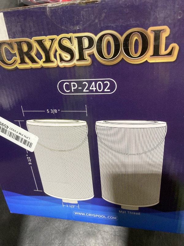 Photo 1 of Cryspool® 2402 Filter Compatible with Watkins 303279(not 303263), FC-2402, Free Flow and Lifesmart Hot Tub Filter, 1 1/2" Finer Thread Spa Filter Cartridge, 2 Pack