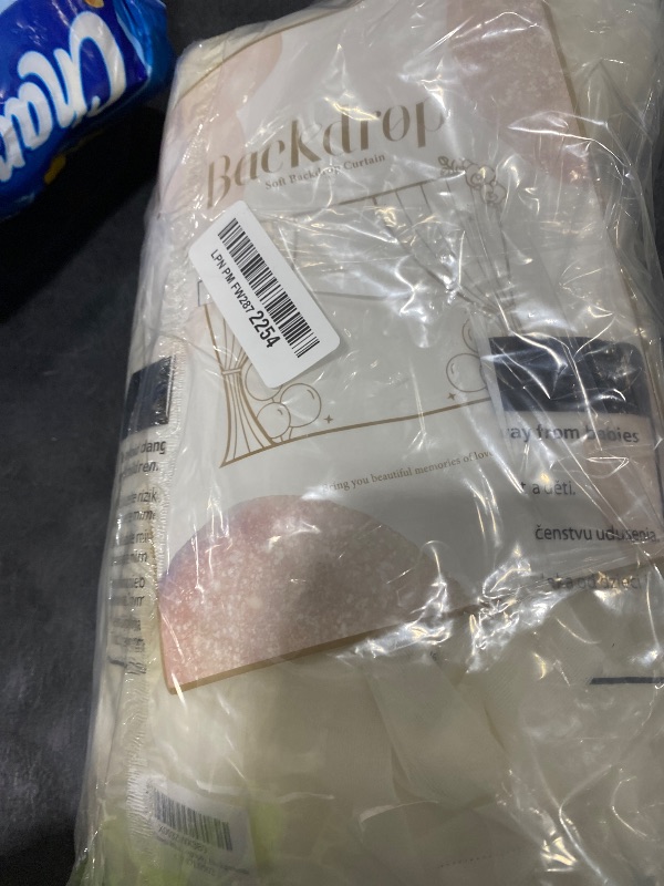 Photo 1 of 10×10ft Cream White Tulle Backdrop Curtain with Lights String for Parites, Sheer Photo Curtain Backdrop Drapes for Wedding Party Photography Backgrounds