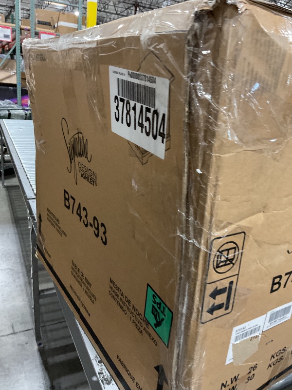 Photo 1 of Signature Design by Ashley Realyn French Country 3 Drawer Nightstand with Electrical Outlets & USB Ports, 27.75" Tall, Chipped White