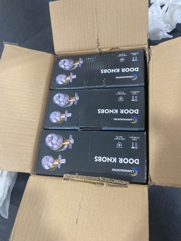 Photo 1 of (3Sets) All Keyed Same Entry Door Knob and Single Cylinder Deadbolt Combo Set, Satin Nickel Exterior Door Knobs with Lock and Keys for Entrance and Front Door