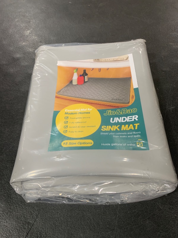 View 2 of *********READ CLERK NOTES*********
Jin&Bao Waterproof Under Sink Mat 34" x 19", Thick Silicone Mat Cabinet Protector for Kitchen and Bathroom, Shelf Liner, Home Organizer and Storage, Multipurpose Tray for Gadgets and Essentials