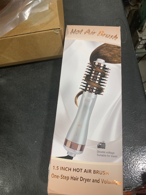 Photo 1 of 1.5 Inch Barrel (2.8’’ Plus Bristles) Dual Voltage(110~250V) Round Brush Blow Dryer, Hair Dryer Brush with European Plug Adapter, 4-in-1 Negative Ionic One Step Volumizer Dryer