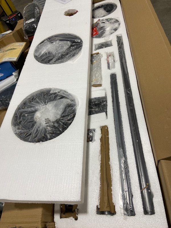 Photo 1 of WINGBO Black Industrial Ceiling Fan No Light 120", 9 Aluminum Blades, 6 Speed Remote Control, Reversible DC Motor, for Home and Commercial Use, Living Room/Shop/Warehouse