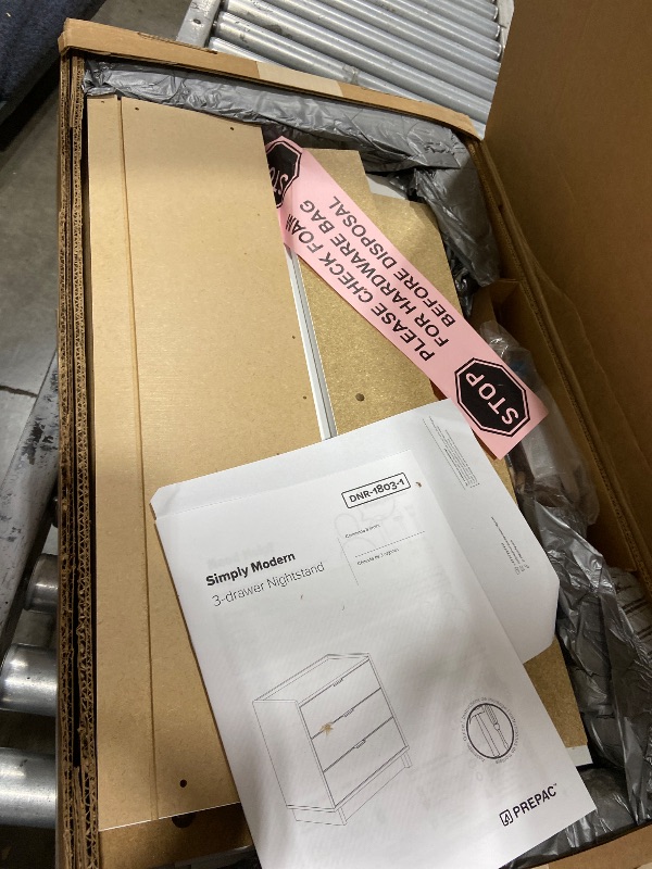 Photo 1 of Prepac Simply Modern Nightstand Bedside Table, White Nightstand for Bedroom, End Table with 3 Drawers 26.5" W x 26.75" H x 16" D