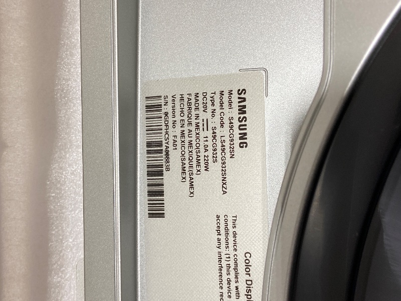 Photo 1 of Samsung 49" Odyssey G93SC Series Curved Gaming Monitor, QD-OLED, 240Hz, 0.03ms, DQHD, G-Sync Compatible, FreeSync Premium Pro, Adjustable Stand