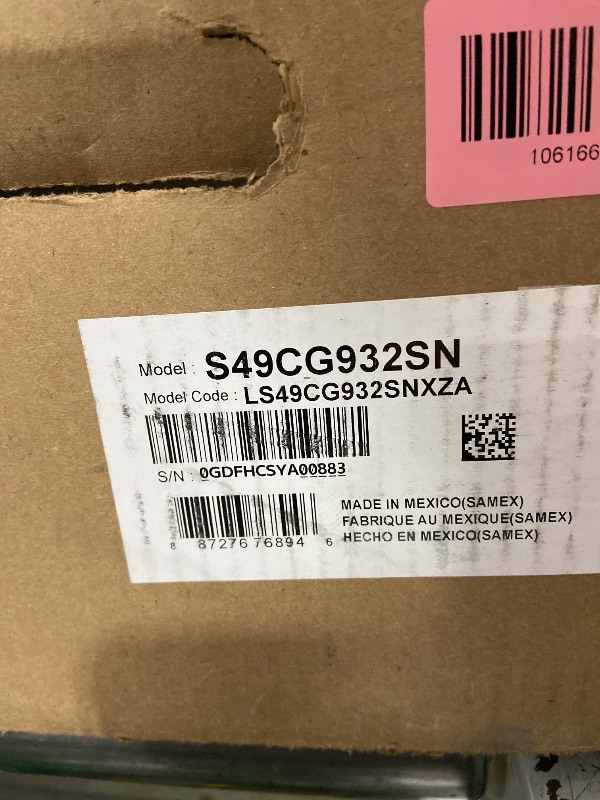 Photo 1 of Samsung 49" Odyssey G93SC Series Curved Gaming Monitor, QD-OLED, 240Hz, 0.03ms, DQHD, G-Sync Compatible, FreeSync Premium Pro, Adjustable Stand