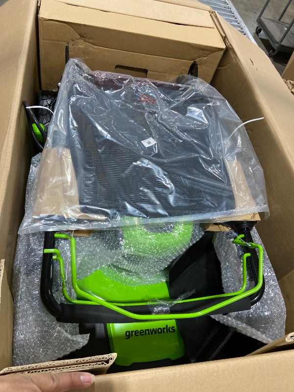 Photo 1 of Greenworks 80V 21” Brushless (Self-Propelled) Cordless Electric Lawn Mower + (580 CFM) Axial Leaf Blower (75+ Compatible Tools), 4.0Ah Battery and 60 Minute Rapid Charger, Green and Black