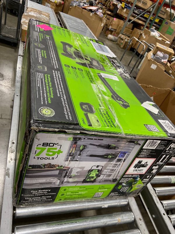 Photo 1 of Greenworks 80V 21” Brushless (Self-Propelled) Cordless Electric Lawn Mower + (580 CFM) Axial Leaf Blower (75+ Compatible Tools), 4.0Ah Battery and 60 Minute Rapid Charger, Green and Black