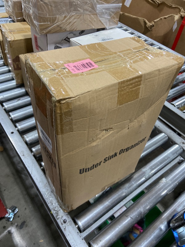 Photo 1 of PXRACK Under Sink Organizer, Adjustable Height, 2-Pack 2 Tier Pull Out Under Cabinet Organizer, Slide Out Thickened Metal Under Sink Storage for Kitchen Bathroom Laundry Pantry Cabinet, L, White