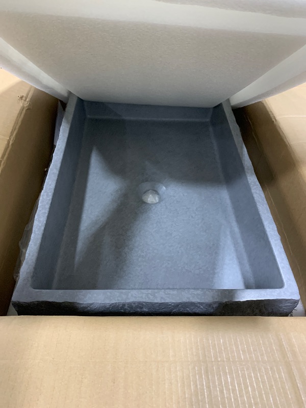 Photo 1 of ALFI brand ABCO24R 24" Solid Concrete Chiseled Style Rectangular Above Mount Vessel Sink