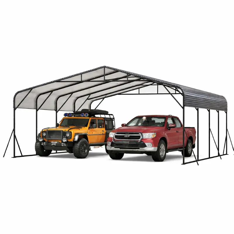 Photo 1 of Garvee Heavy Duty 20x20 FT Metal Carport with Reinforced Base and Galvanized Steel Roof - Outdoor Weatherproof Garage Shelter Canopy for SUV, Truck, Boats - Grey