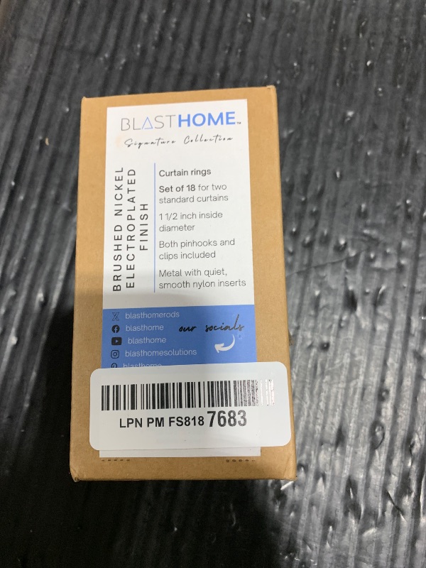 Photo 1 of BlastHome® Luxury Curtain Rings – Premium Metal with Quiet, Smooth, Removable Nylon Inserts – Pinhooks and Clips Included – 1 1/2" Inside Diameter – 18 Rings for Two Standard Curtains– Brushed Nickel