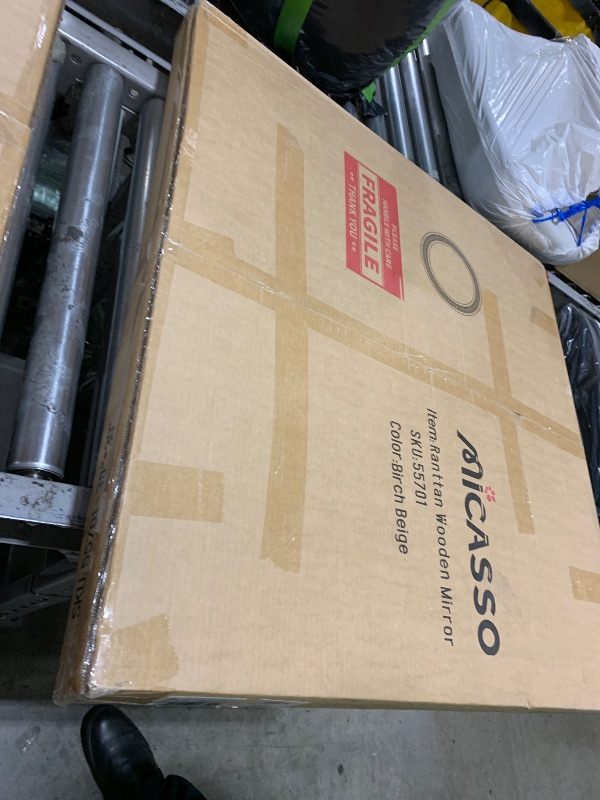 Photo 1 of Micasso Round Rattan Wall Mirror: 30" Purely Handmade Wooden Frame Wicker Mirror - Rustic Shabby Chic Boho Bamboo Mirrors for Farmhouse/Bathroom/Bedroom/Living Room/Entryway/Home Decor