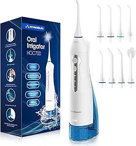 Photo 1 of Hangsun Water Flossers for Teeth Cordless Rechargeable Dental Oral Irrigator Water Jet for Teeth Braces Care with 8 Jet Tips for Travel and Home Use (White)
