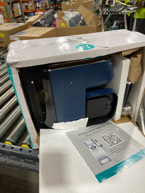 Photo 1 of CASABREWS  Essential Espresso Machine 20 Bar, Stainless steel Coffee Maker with Milk Frother, Espresso Coffee Machine for Cappuccino, Latte, 43.9oz Water Tank, Gift for Her, Sapphire Blue