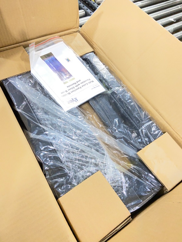 Photo 1 of Alpine Corporation MLT134SL Indoor Floor Bubble Wall Water Fountain with Color-Changing LED Lights and Remote, 72", Silver