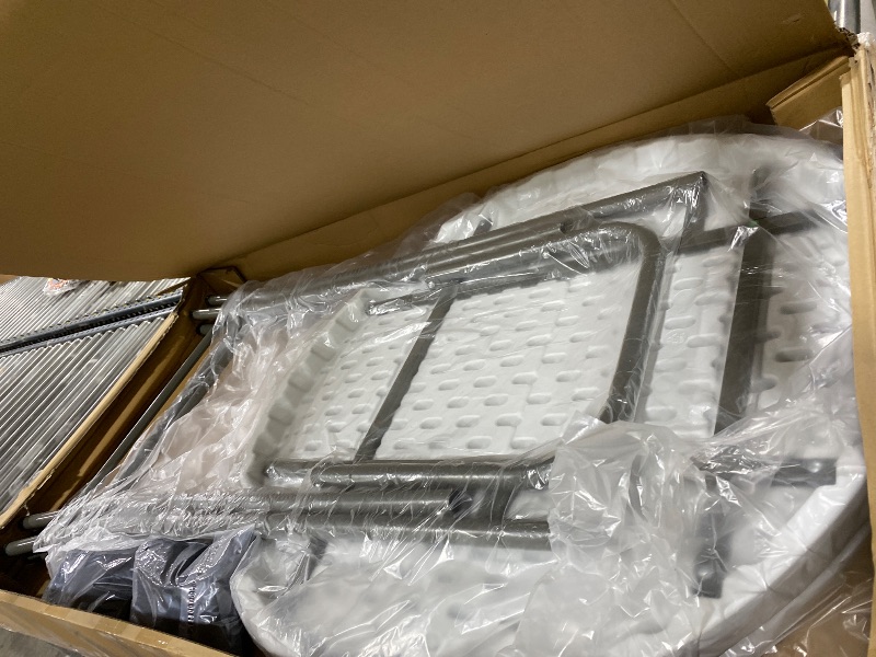 Photo 1 of Ayearparty 2 Sets 32in High Top Round Folding Cocktail Table Indoor Outdoor Parties BBQs Weddings Events White Bar Height Tables with 32"x43" Spandex Stretch Black Table Covers