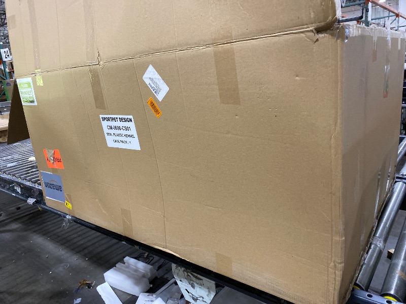 Photo 1 of SportPet Designs Plastic Kennels Rolling Plastic Airline Approved Wire Door Travel Dog Crate, XXX-Large, Gray