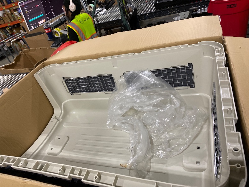 Photo 1 of SportPet Designs Plastic Kennels Rolling Plastic Airline Approved Wire Door Travel Dog Crate, XXX-Large, Gray