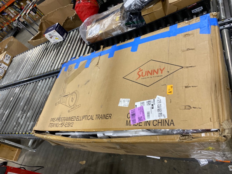 Photo 1 of Sunny Health & Fitness Programmable Electro-Magnetic Elliptical Cross Trainer Exercise Machine, Full-Body Low-Impact Cardio Equipment with 24 Pre-Built Workout Modes and 330 lbs Capacity – SF-E3912