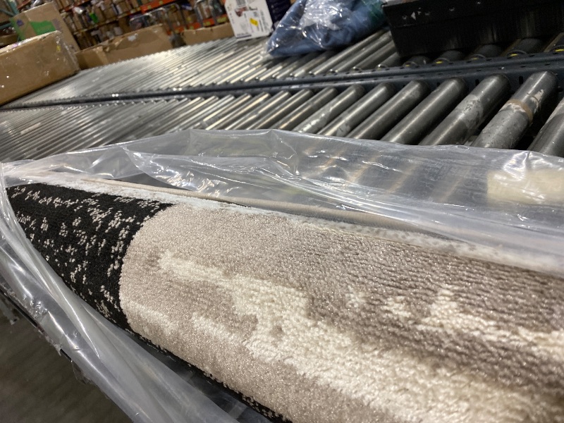 Photo 1 of Superior Indoor Area Rug, Jute Backed, Modern Geometric Patchwork Floor Decor for Bedroom, Office, Living Room, Entryway, Kitchen, Hardwood Floors, Rockwood Collection, 8' x 10', Ivory-Beige