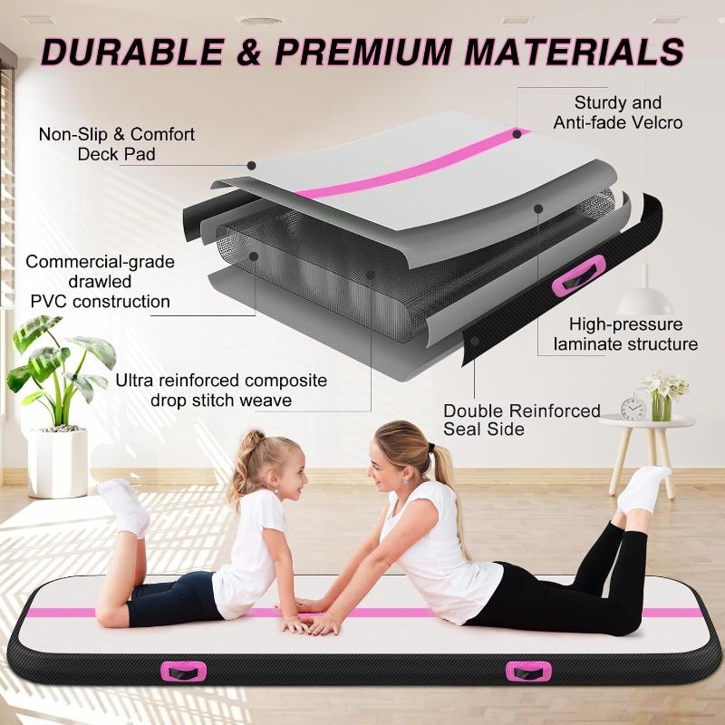 Photo 1 of 
Air Tumble Track Mat, 6.6ft/10ft/13ft/16ft/20ft Inflatable Tumbling Track Mat for Gymnastics, 4/8in Thickness Gym Mats