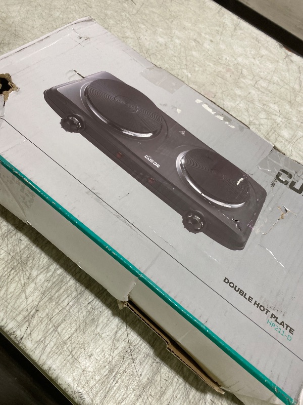 Photo 1 of **HEAVILY USED** Elite Gourmet EDB-302BF# Countertop Double Cast Iron Burner, 1500 Watts Electric Hot Plate, Temperature Controls, Power Indicator Lights, Easy to Clean, Black