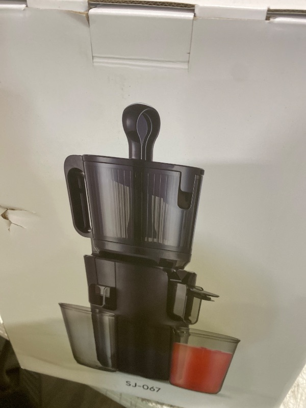 Photo 1 of URVIBY Juicer Machines, 5.3" Large Feed Chute Cold Press Juicer with Double Press Technology, 400W Motor, High Juice Yield, Easy to Clean, Masticating Juicer for Whole Vegetables & Fruits, Black