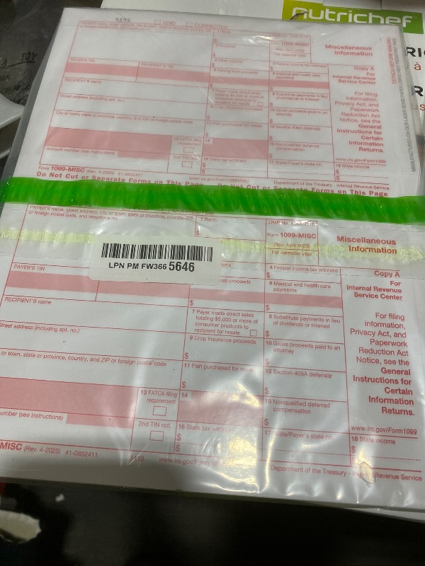 Photo 1 of 1099 MISC Forms 2025 Laser Tax Forms 4 Part Kit for 25 Individuals - Designed for QuickBooks and Accounting Software 1099 Misc 2025